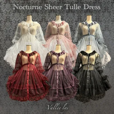 【Vallée lys】Nocturne Sheer Tulle Dress