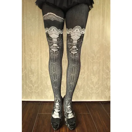 Corset tights Victorian Russian Gray