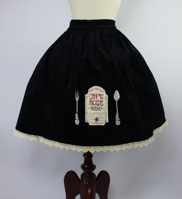 Café Rose Appliqué Velvet Skirt