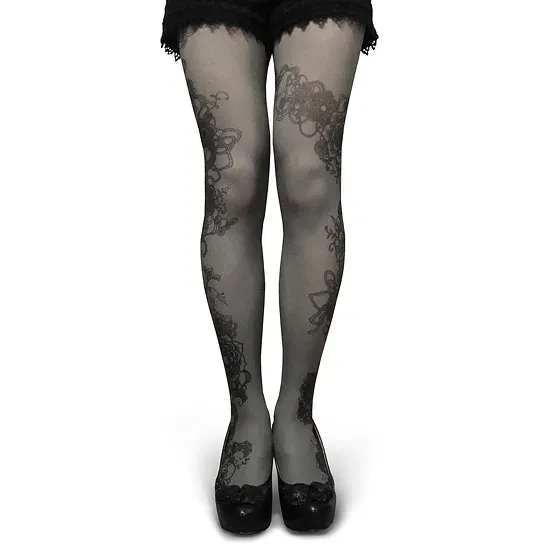 Tangle art tights -flow- (monochrome)