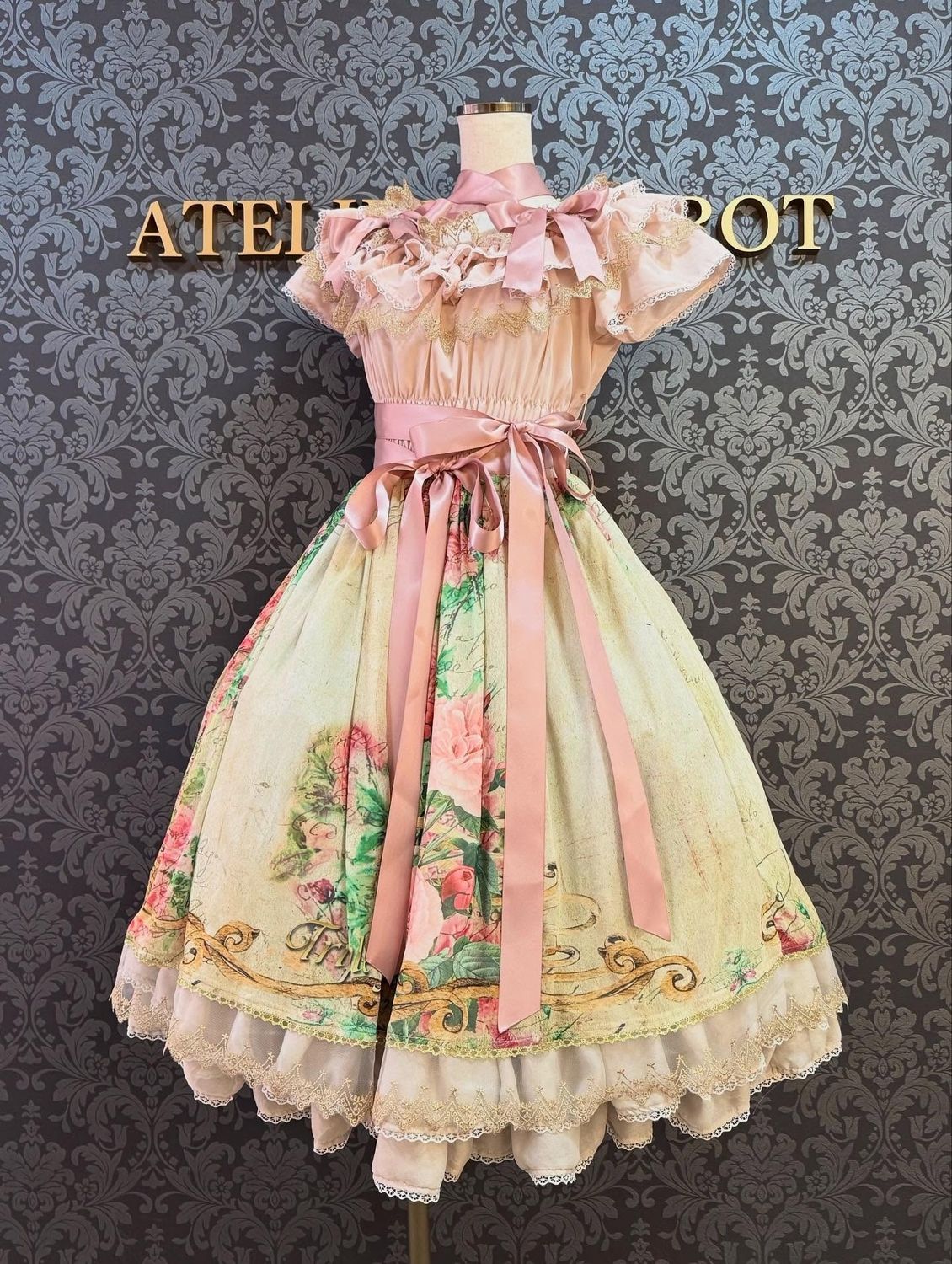 Antique Rose Shirring one piece