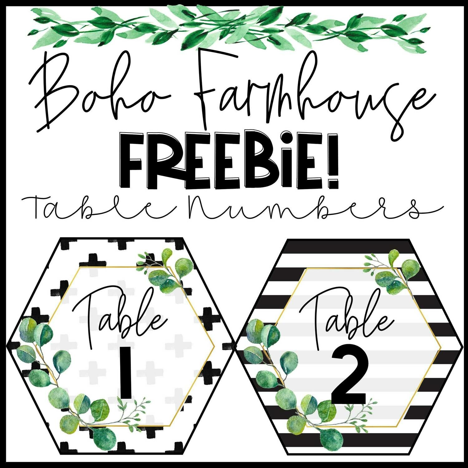freebie boho farmhouse table numbers 1 10