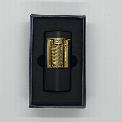 XI-600BKGD Meridian Soft Flame Lighter Matte Black &amp; Gold
