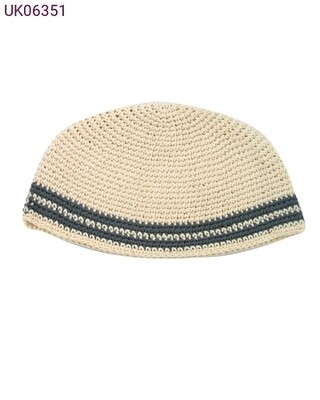 Frik Knit Kippah Beige/Grey 23cm