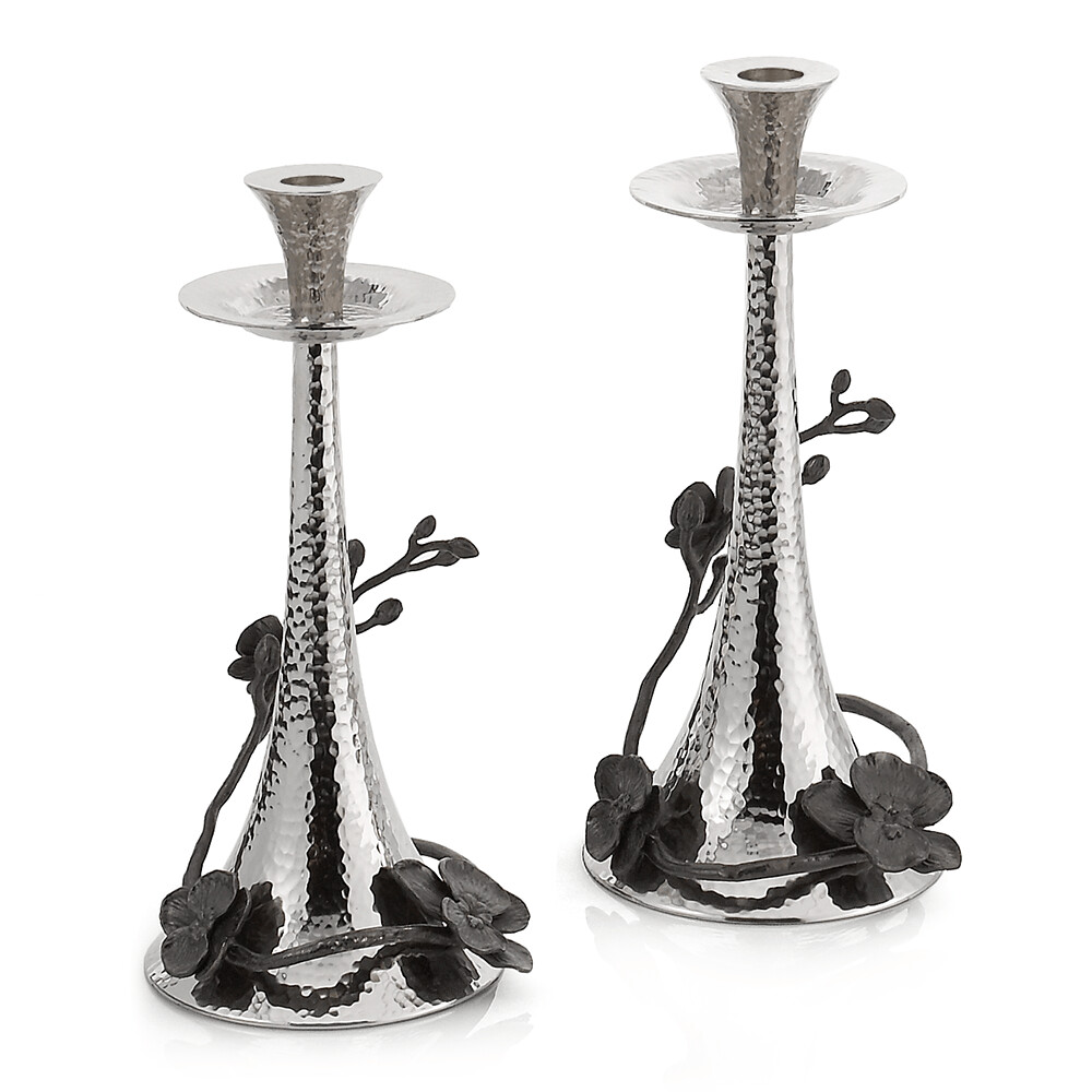 Aram Black Orchid Candlesticks