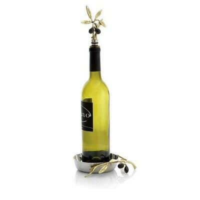 Aram Olive Branch Wine Coaster &amp; Stopper Set