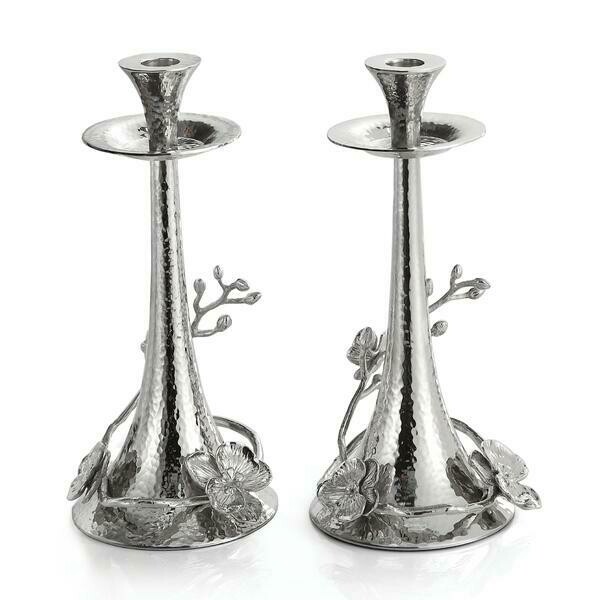 Aram White Orchid Candlesticks