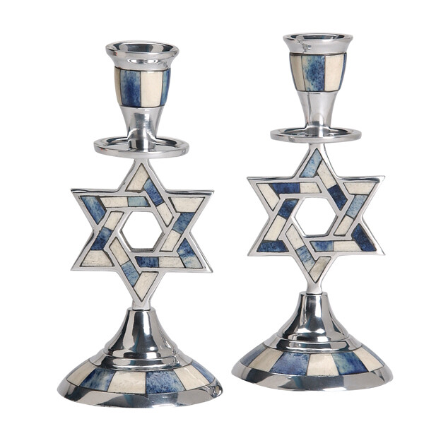 BL/WT Star Inlay Candlesticks
