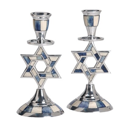 BL/WT Star Inlay Candlesticks