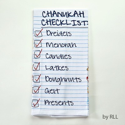 &quot;Chanukah Checklist&quot; Tea Towel