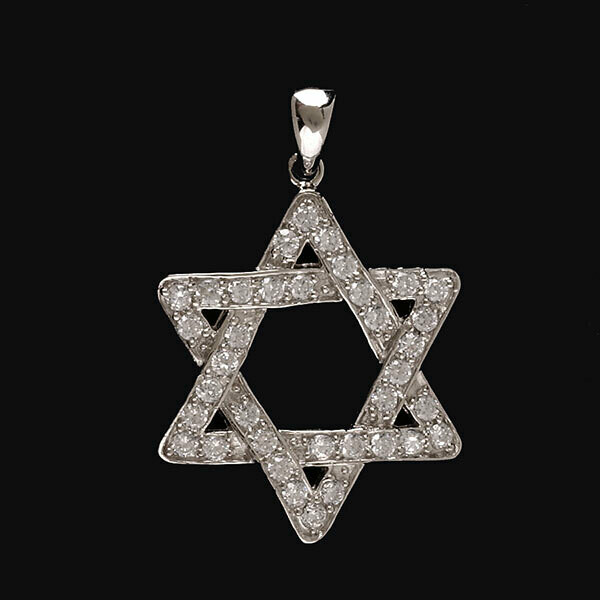 Stl/Slv Star of David "Zirconia Diamond" Necklace