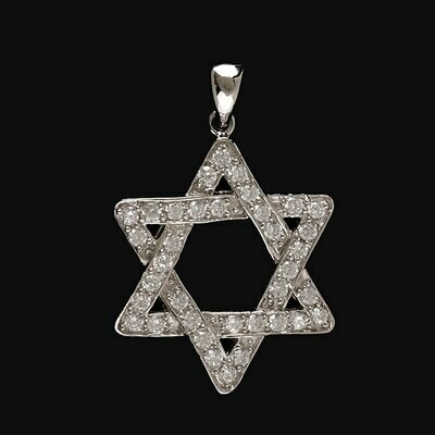 Stl/Slv Star of David "Zirconia Diamond" Necklace