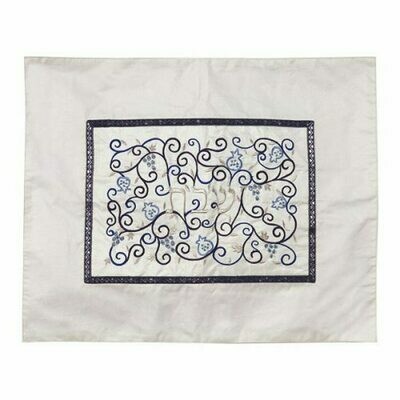 Emanuel Embroidered Ctr Challah  Cover - White
