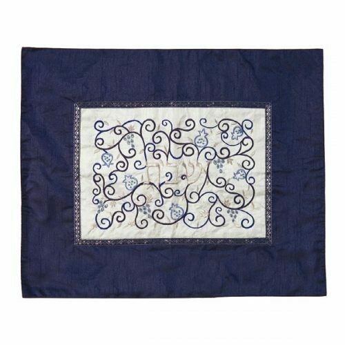 Emanuel Embroidered Ctr Challah  Cover - Blue
