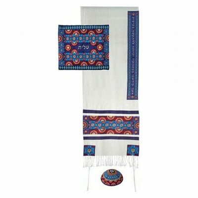 Emanuel Embroidered Symbols Tallit Set - Multicolor