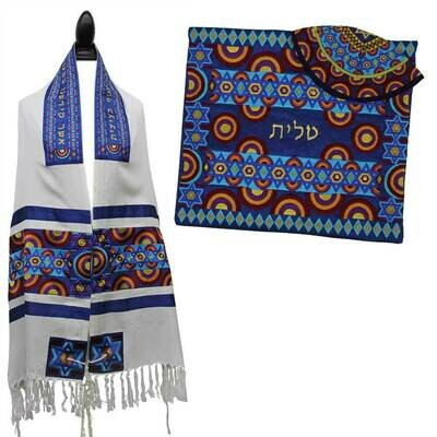 Emanuel Embroidered Symbols Tallit Set - Multicolor