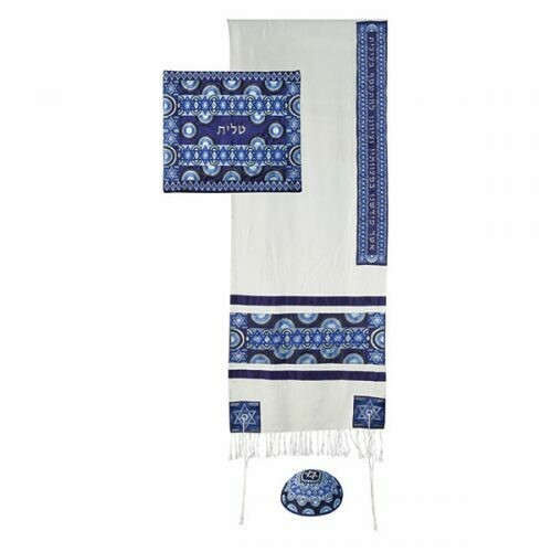 Emanuel Embroidered Symbols Tallit Set - Blue