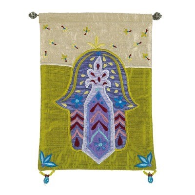 Emanuel Embroidered Hanging - Rect Hamsah Gold