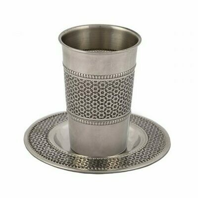 Emanuel StlSt Kiddush Cup w/ Saucer - Magen David
