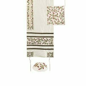 Emanuel Machine Embroidered Tallit Set - Pomegranates - Dark