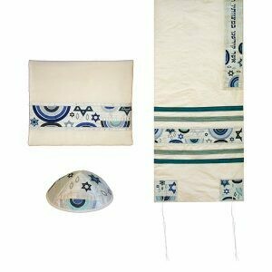 Emanuel Machine Embroidered Tallit Set - Magen David - Blue