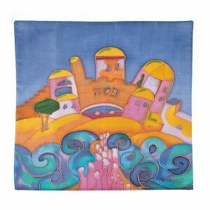 Emanuel Painted Silk Matzah Cover - Red Sea