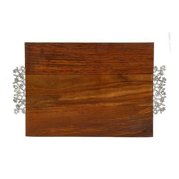 Emanuel Challah Board - Laser Cut Handles - Pomegranates