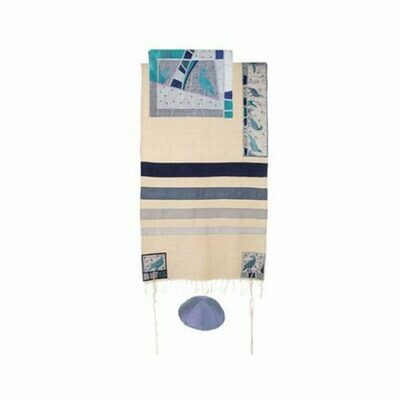 Emanuel Raw Silk Appliqued Tallit - Birds
