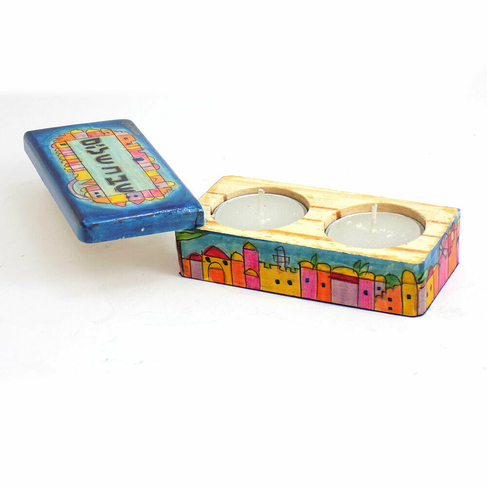 Emanuel Travel Candlestick Box &quot;Shabbat Shalom&quot; (2)