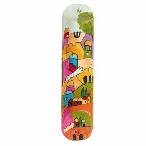 Emanuel Wood Mezuzah - Large Jerusalem Doves