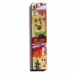 Emanuel Wood Mezuzah - Large Jerusalem