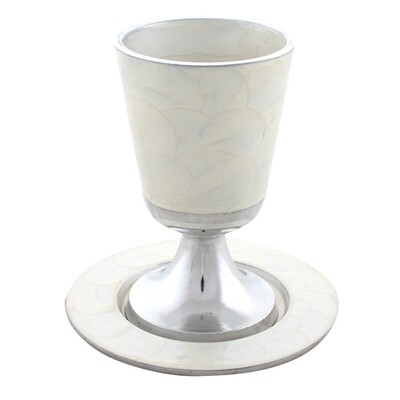 Small Enamel Kiddush Cup - White