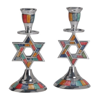 Multi Inlay Star Candlesticks