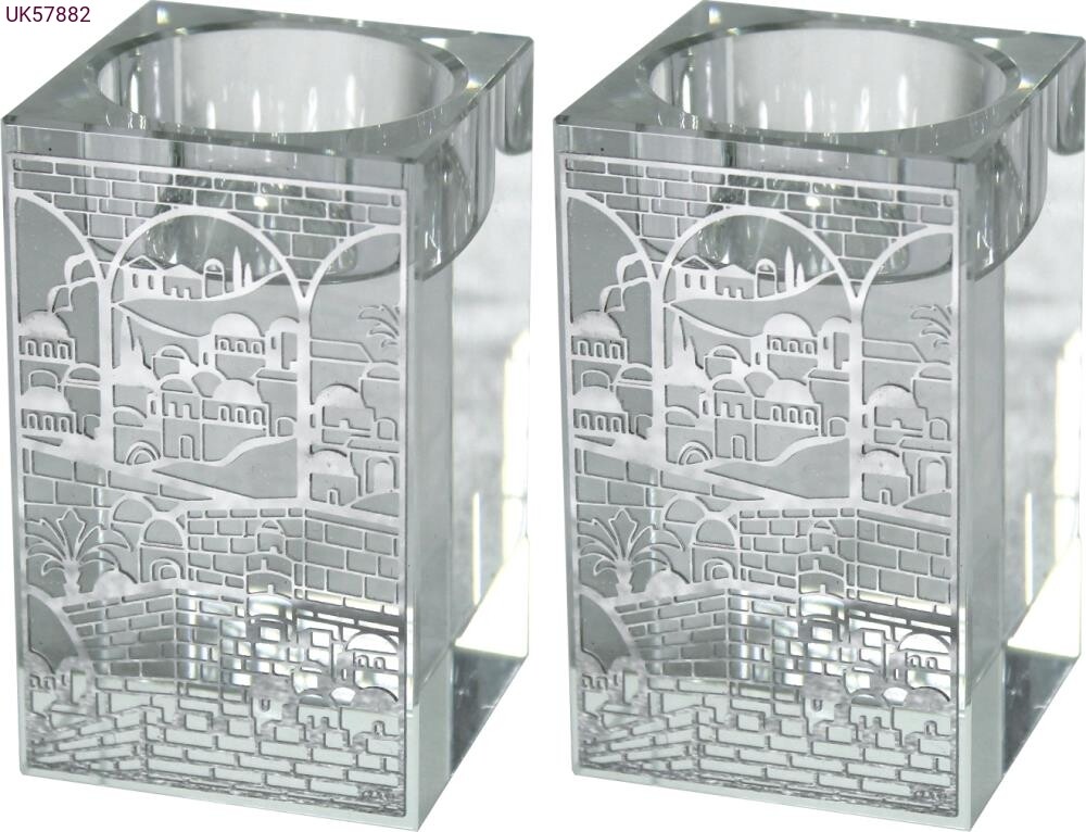 Crystal Tea Light SQ Candlesticks - Old City