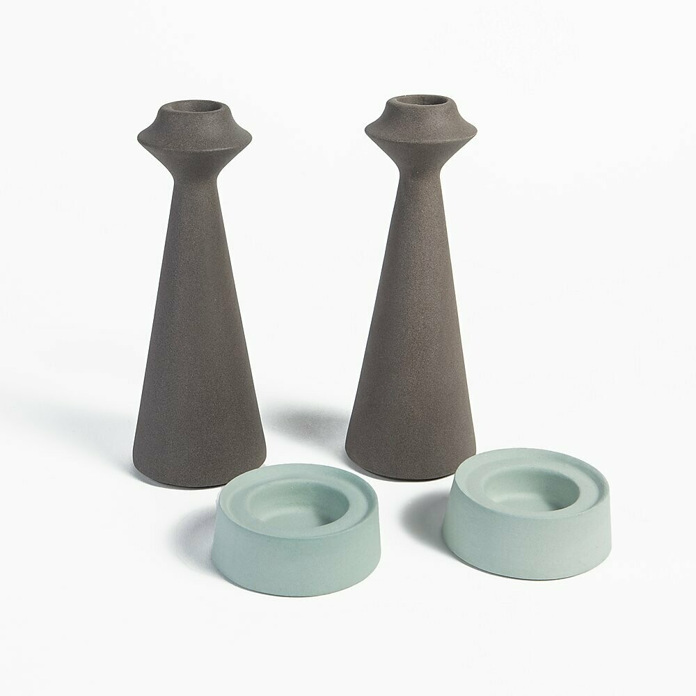 Yahalomis Basalt Candlesticks - Turqoise