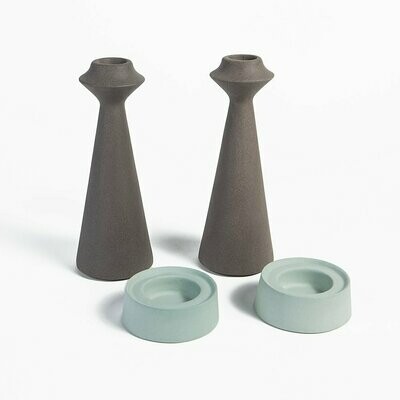 Yahalomis Basalt Candlesticks - Turqoise