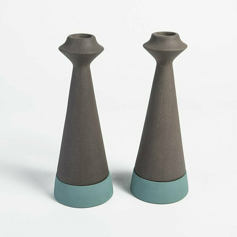 Yahalomis Basalt Candlesticks - Dk Turquoise