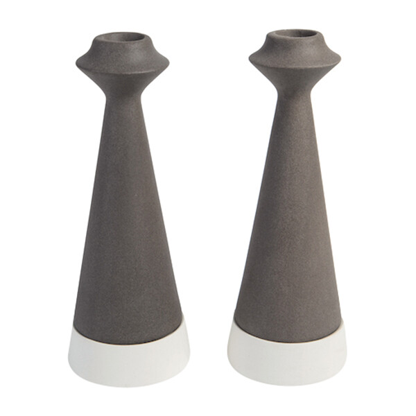 Yahalomis Basalt Candlesticks - White