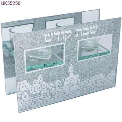 Glitter Glass Candle Holder - City