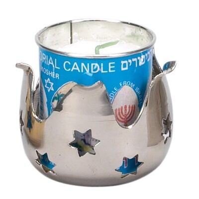 Yahrzeit Silver Holder with Candle