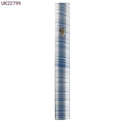 Striped Aluminum Mezuzot - Med Blue