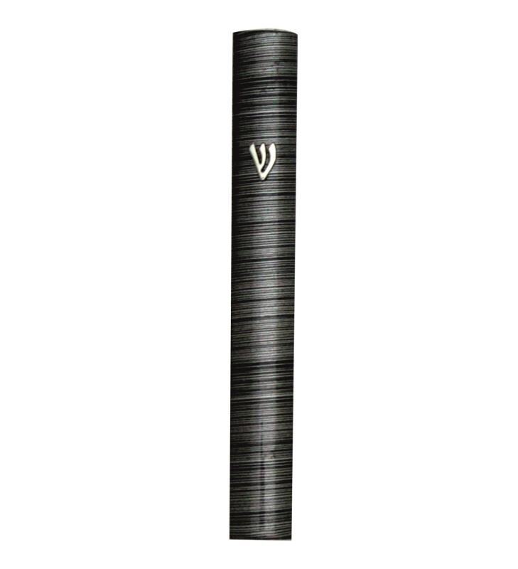 Striped Aluminum Mezuzot - Small Blue/Grey