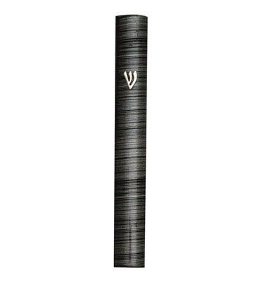 Striped Aluminum Mezuzot - Small Blue/Grey