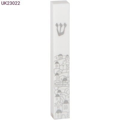 Perspex Jerusalem Mezuzah - White
