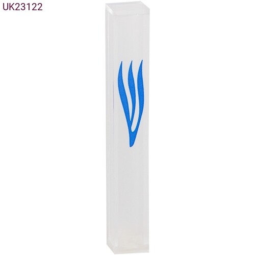 Perspex Shin Mezuzah - Med Blue