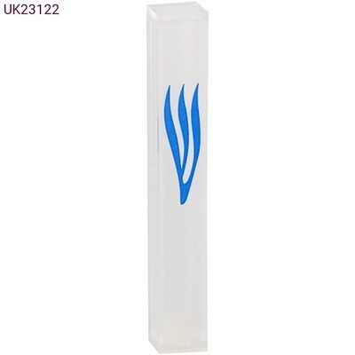 Perspex Shin Mezuzah - Med Blue