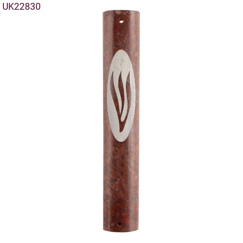 Oval Marble Mezuzah - Wine