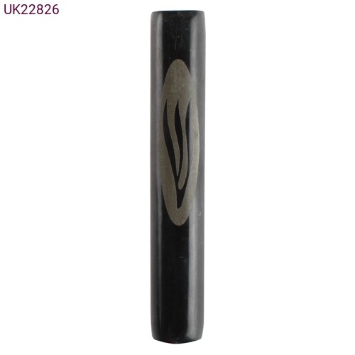 Oval Marble Mezuzah - Black