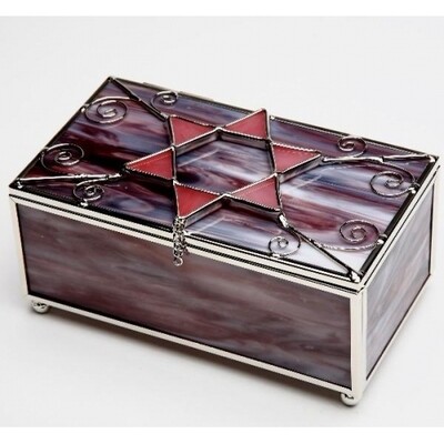 Sm Rect Purple Glass Star Box