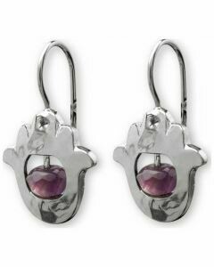 Sterling Hamsa Amethyst Earrings by Neta Wolpe